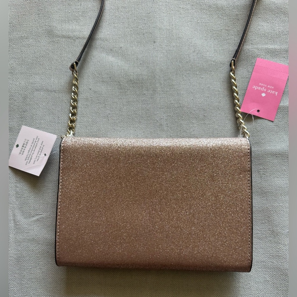 Kate Spade Tinsel Flap Rose Gold Crossbody Purse - Picture 4 of 11